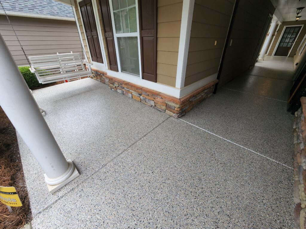 patio with an epoxy flake application